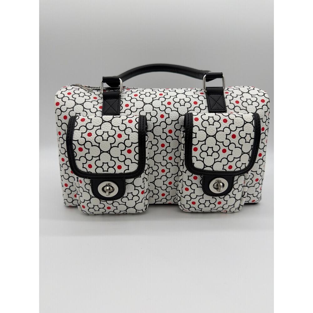 Disney Parks Mickey Mouse Icon Geometric White Travel Satchel Bag Purse NWT